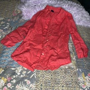 Vivid Ruffled Coral Striped Button Down Shirt